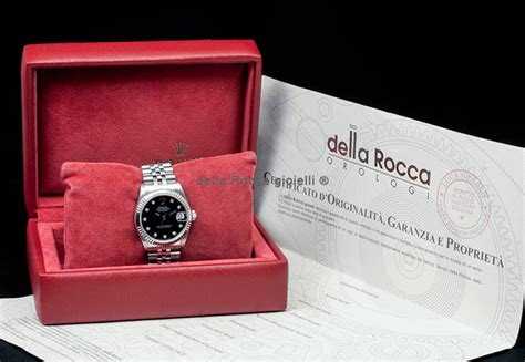 rolex datejust medio lady 31 68274 jubilee quadrante nero diamanti